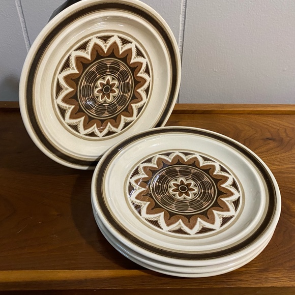 Omegastone Aztec Dessert Plates 70s Mandala Set of 4 - Picture 2 of 2